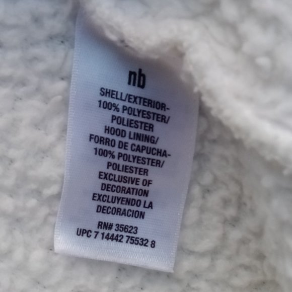 Carter's fleece hooded white zippered one piece sz Newborn (#8) - Picture 7 of 8